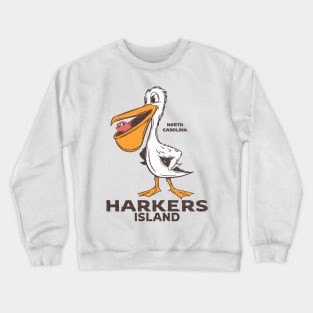 Harkers Island, NC Summertime Vacationing Pelican & Fish Crewneck Sweatshirt